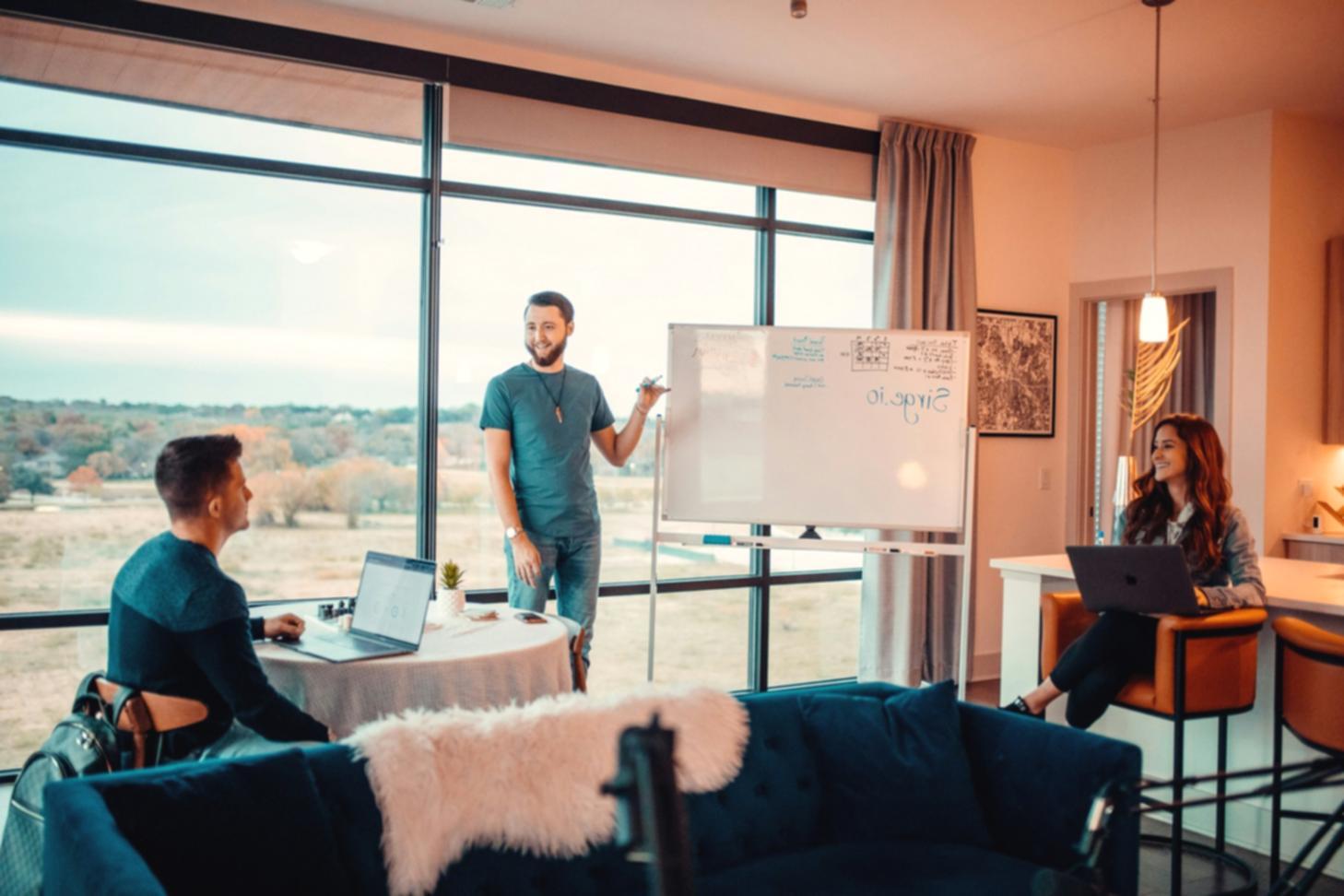 Family reviewing monthly expenses together